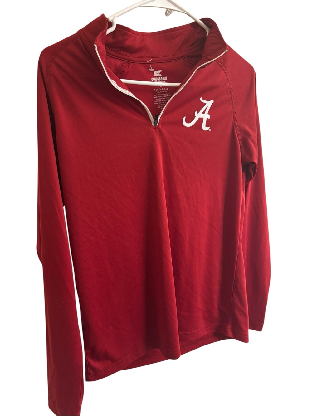 Alabama Crimson Tide Red 1/4 Zip Pullover with White 'A' Logo